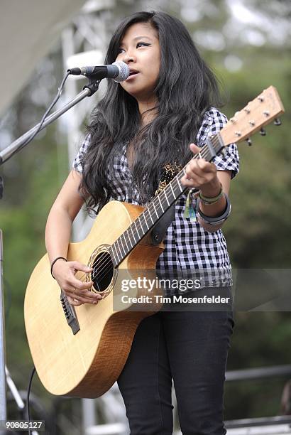 Zee Avi aka Izyan Alirahman performs at Day One of the Outside Lands Music & Art Festival at Golden Gate Park on August 28, 2009 in San Francisco,...