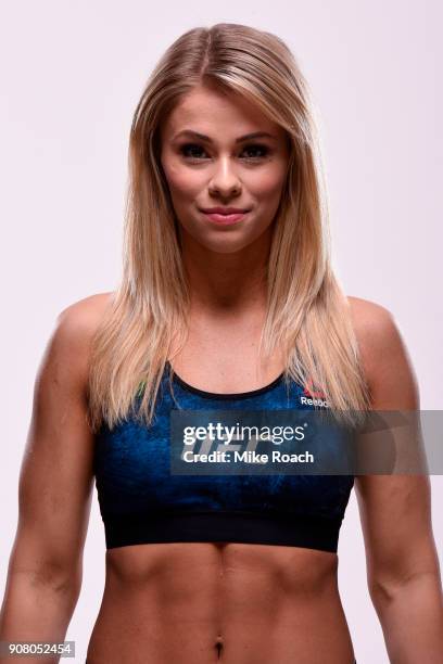 Paige VanZant poses for a portrait during a UFC photo session on January 11, 2018 in St. Louis, Missouri.