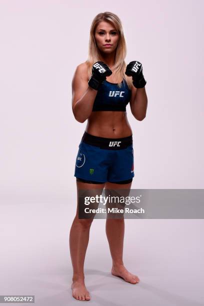 Paige VanZant poses for a portrait during a UFC photo session on January 11, 2018 in St. Louis, Missouri.