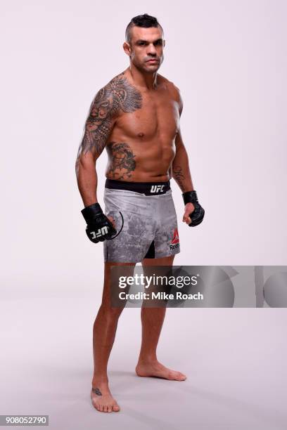 Vitor Belfort of Brazil poses for a portrait during a UFC photo session on January 11, 2018 in St. Louis, Missouri.