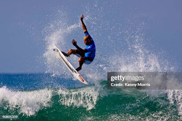 Kelly Slater boosts during Round 3 of the Hurley Pro on September 15, 2009 at Lower Trestles in San Clemente, California.