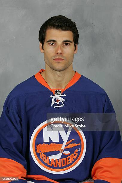 Rick DiPietro of the New York Islanders poses for his official headshot on September 12, 2009 at Nassau Coliseum in Uniondale, New York.