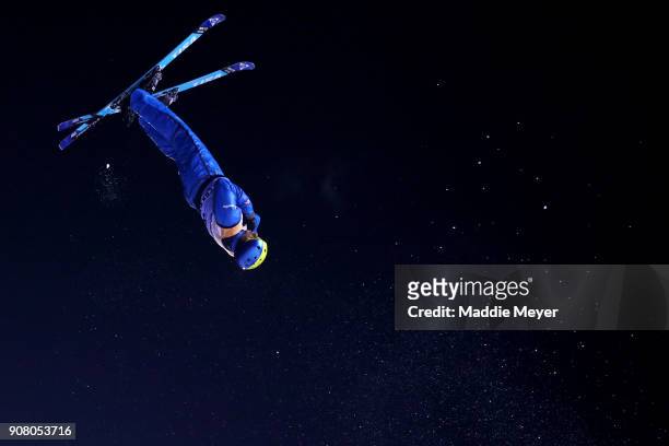 Oleksandr Abramenko of Ukraine jumps during the Mens Qualifying round of the Putnam Freestyle World Cup at the Lake Placid Olympic Ski Jumping...