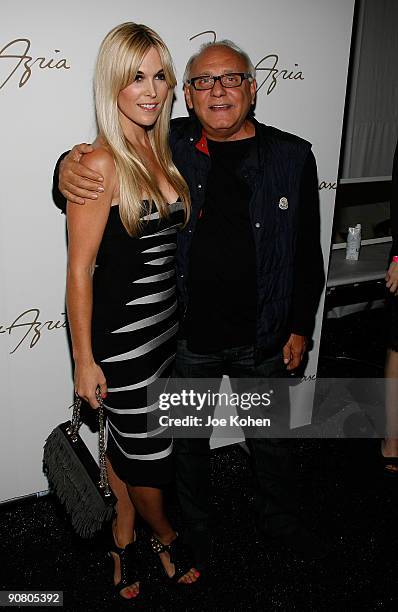 Tinsley Mortimer poses for a photo with designer Max Azria at the Max Azria Spring 2010 during Mercedes-Benz Fashion Week at Bryant Park on September...