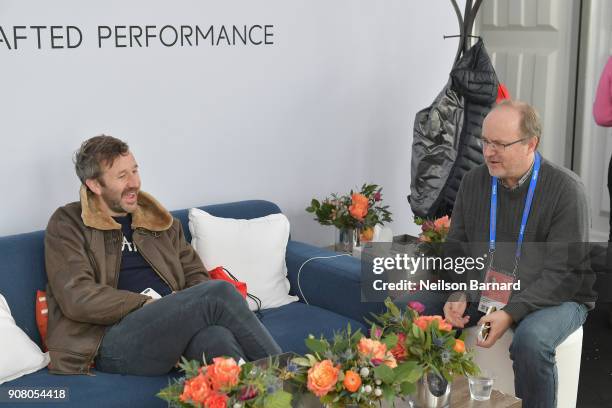 Actor Chris O'Dowd of 'Juliet, Naked' attends with Steve Pond of The Wrap in the Acura Studio at Sundance Film Festival 2018 on January 20, 2018 in...