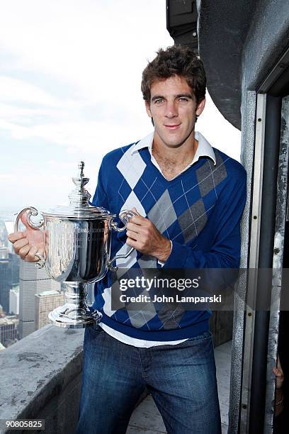 Open tennis champion Juan Martin Del Potro visits The Empire State Building on September 15, 2009 in New York City.