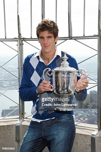 Open tennis champion Juan Martin Del Potro visits The Empire State Building on September 15, 2009 in New York City.