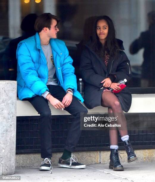 Rory Farquharson,Malia Obama are seen on January 20, 2018 in New York City.