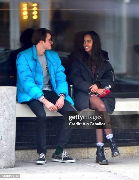 Rory Farquharson,Malia Obama are seen on January 20, 2018 in New York City.