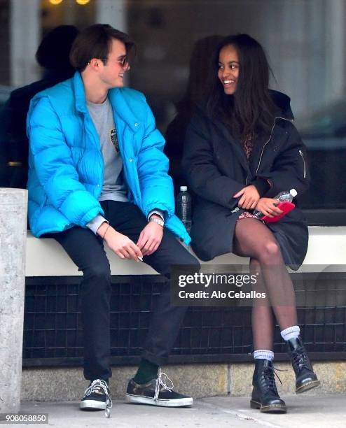 Rory Farquharson,Malia Obama are seen on January 20, 2018 in New York City.