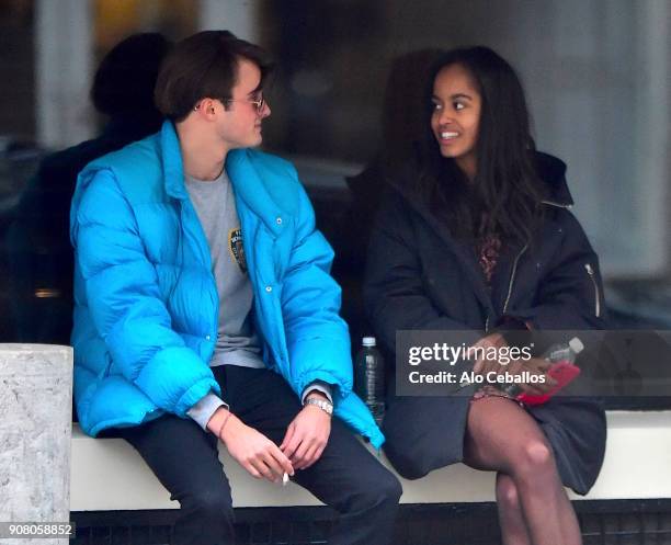 Rory Farquharson,Malia Obama are seen on January 20, 2018 in New York City.