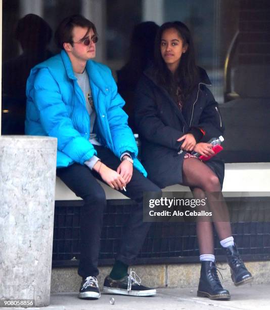 Rory Farquharson,Malia Obama are seen on January 20, 2018 in New York City.