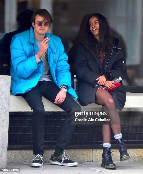 Rory Farquharson,Malia Obama are seen on January 20, 2018 in New York City.