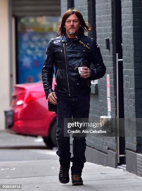 Norman Reedus is seen in Soho on January 20, 2018 in New York City.