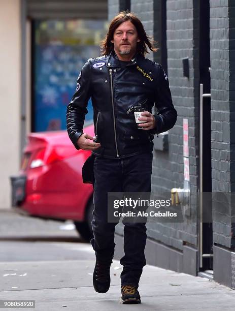 Norman Reedus is seen in Soho on January 20, 2018 in New York City.