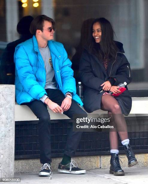 Rory Farquharson,Malia Obama are seen on January 20, 2018 in New York City.