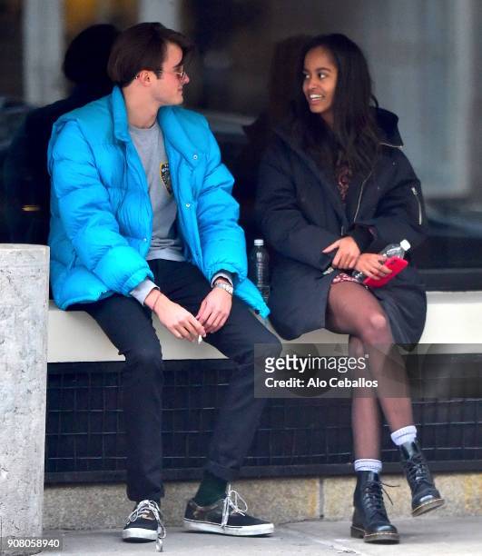 Rory Farquharson,Malia Obama are seen on January 20, 2018 in New York City.