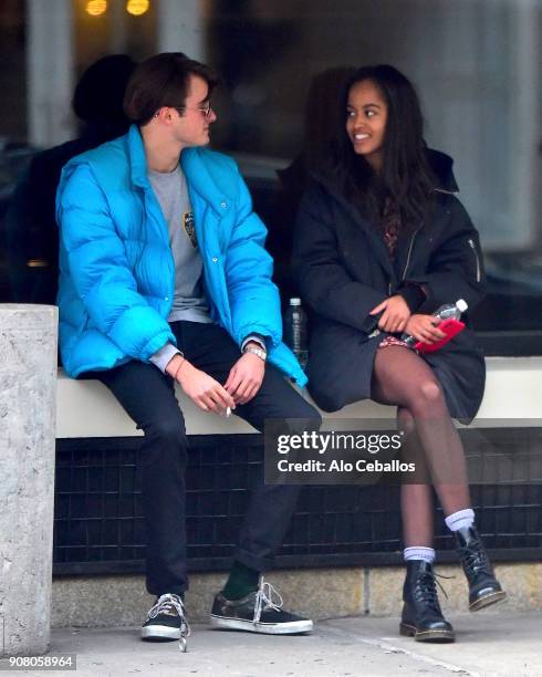 Rory Farquharson,Malia Obama are seen on January 20, 2018 in New York City.