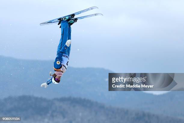 Alexandra Orlova of Russia jumps during the Ladies Qualifying round of the Putnam Freestyle World Cup at the Lake Placid Olympic Ski Jumping Complex...