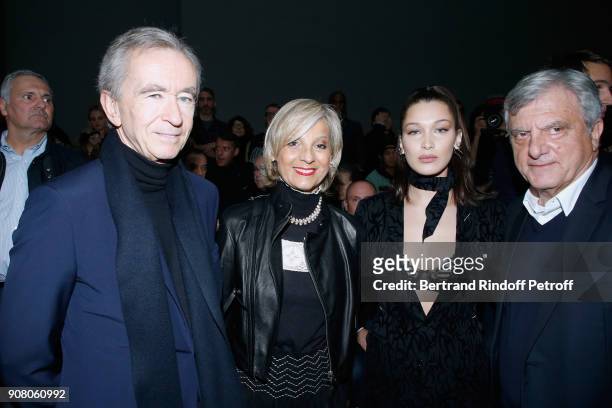 Owner of LVMH Luxury Group Bernard Arnault, his wife Helene Mercier-Arnault, Model Bella Hadid and Outgoing CEO of Dior, Sidney Toledano attend the...