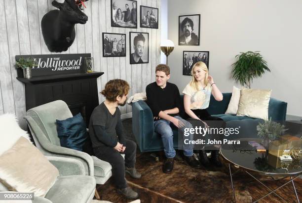 Actor Peter Dinklage, Producer Mike Makowsky, and Actor Elle Fanning from 'I Think We're Alone Now' attend The Hollywood Reporter 2018 Sundance...