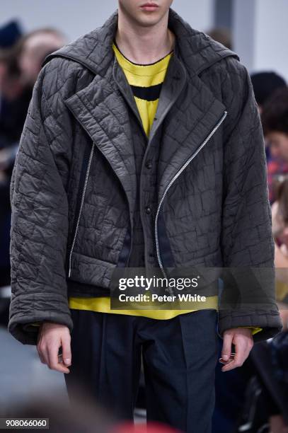 Model, fashion detail, walks the runway during the Issey Miyake Men Menswear Fall/Winter 2018-2019 show as part of Paris Fashion Week on January 18,...