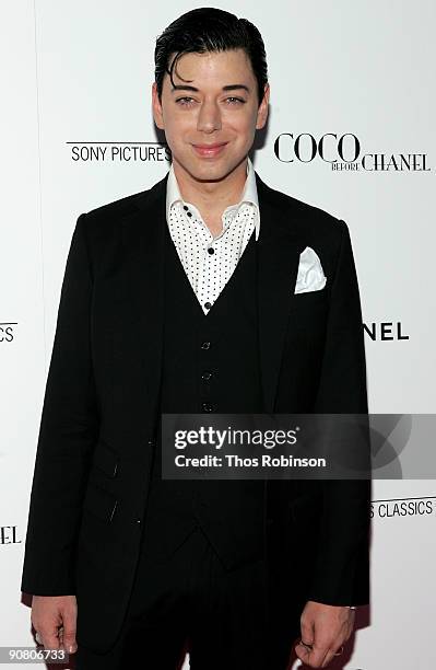 Designer Malan Breton attends the New York Premiere of "Coco Before Chanel" presented by Chanel at the Paris Theatre on September 15, 2009 in New...