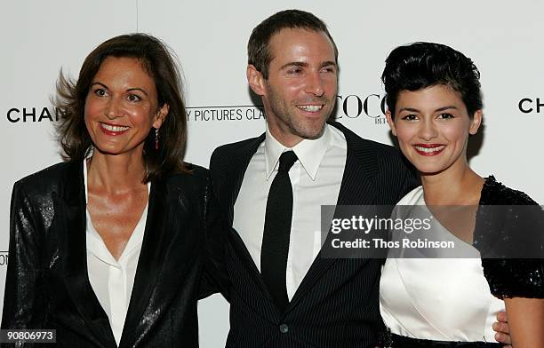 Director Anne Fontaine, Actors Alessandro Nivola, and Audrey Tautou attend the New York Premiere of "Coco Before Chanel" presented by Chanel at the...