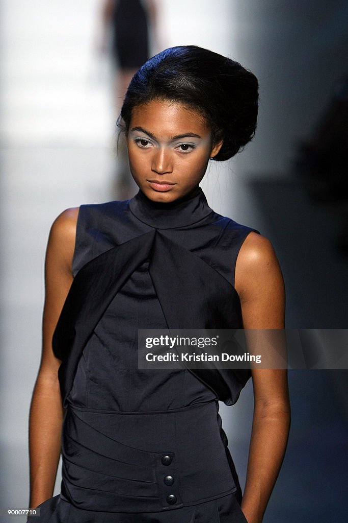 A model walks the runway at the Toni Francesc Spring 2010 fashion ...