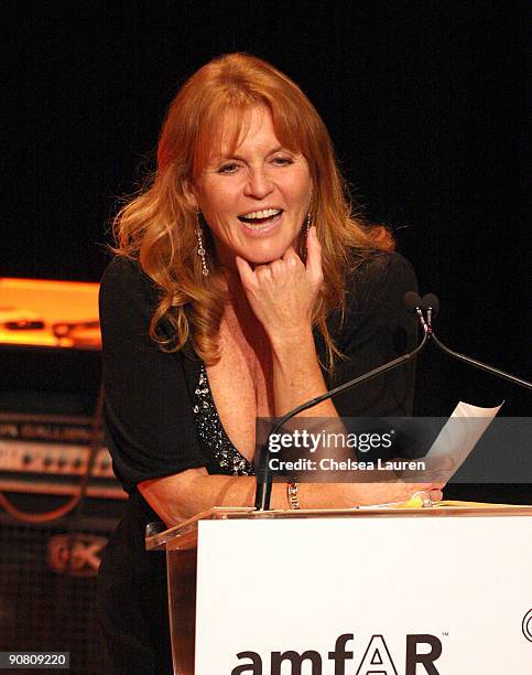 Sarah Ferguson, Duchess of York on stage during Cinema Against AIDS Toronto, to benefit amfAR and Dignitas event held at The Carlu on September 15,...