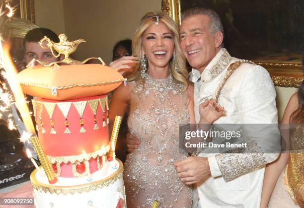 Lisa Tchenguiz and Steve Varsano attend Lisa Tchenguiz's birthday party on January 20, 2018 in London, England.