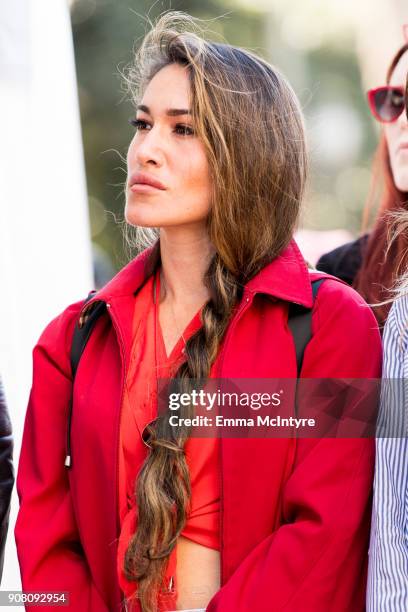 Actress Q'orianka Kilcher attends the women's march Los Angeles on January 20, 2018 in Los Angeles, California.