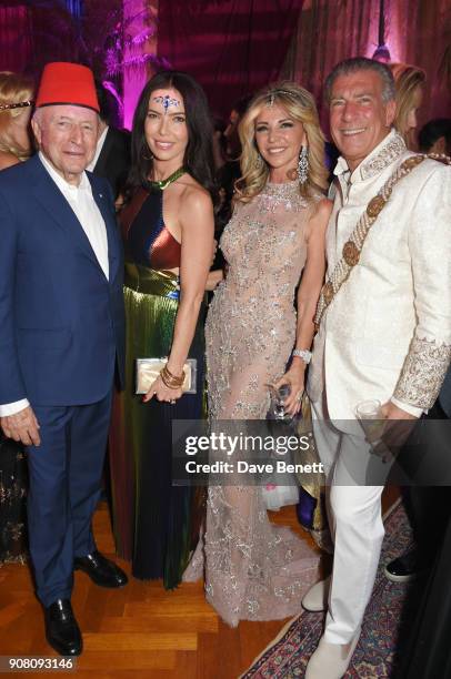 Laurence Graff, Josephine Daniel, Lisa Tchenguiz and Steve Varsano attend Lisa Tchenguiz's birthday party on January 20, 2018 in London, England.