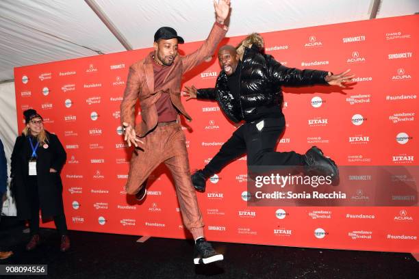 Actors Lakeith Stanfield and Terry Crews attend the "Sorry To Bother You" Premiere during 2018 Sundance Film Festival at Park City Library on January...