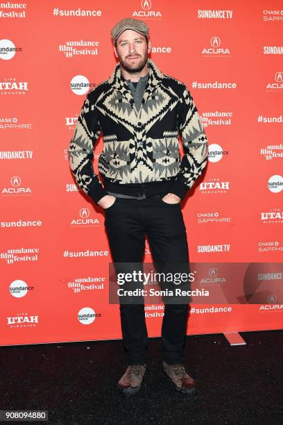 Actor Armie Hammer attends the "Sorry To Bother You" Premiere during 2018 Sundance Film Festival at Park City Library on January 20, 2018 in Park...