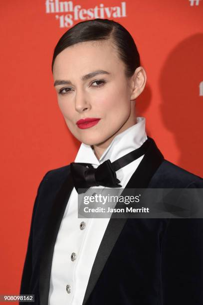 Actor Keira Knightley attends the "Colette" Premiere during the 2018 Sundance Film Festival at Eccles Center Theatre on January 20, 2018 in Park...