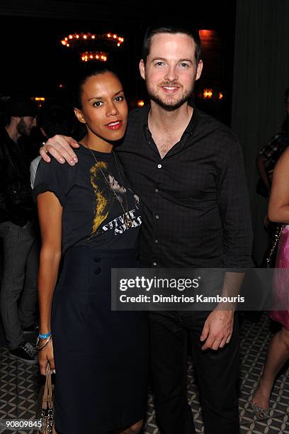Stylist Grasie Mercedes and actor Damien Fahey attend the G-Star Raw After Party during Mercedes-Benz Fashion Week at Hammerstein Ballroom on...