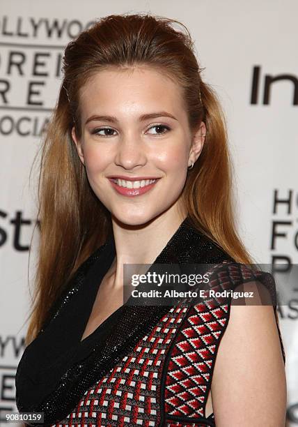 Actress Alexia Fast arrives at the InStyle and HFPA Toronto Film Festival Party held at the Courtyard Cafe on September 15, 2009 in Toronto, Canada.