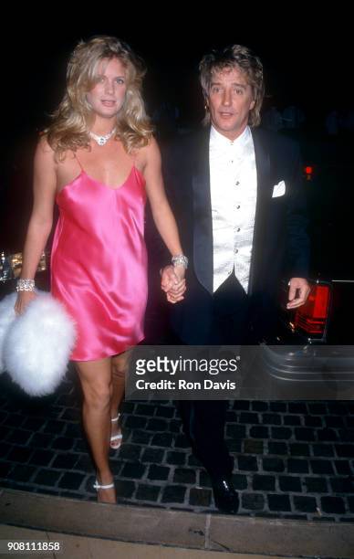 Model Rachel Hunter and husband British rock singer and songwriter Rod Stewart attend the 1994 Carousel of Hope Ball to Benefit the Barbara Davis...