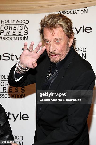 French Singer/Actor Johnny Hallyday arrives at the InStyle and HFPA Toronto Film Festival Party held at the Courtyard Cafe on September 15, 2009 in...