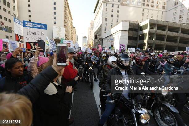 The Women's March of Los Angeles overcame its' prediction of guest, more than 200,000 people filled downtown Los Angeles. (Photo by Maria Alejandra...