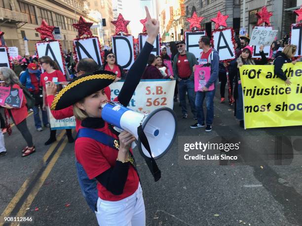 Thousands of protesters Pershing Square during Womens March L.A. 2018 on Saturday, Jan. 20, 2018. Marchers sought to deliver a powerful rebuke to the...