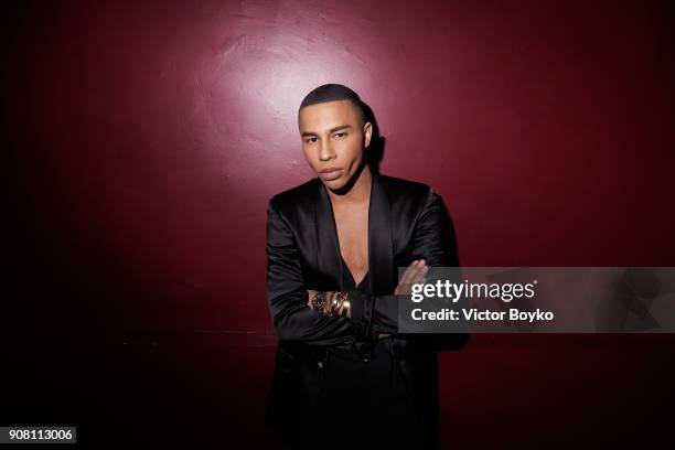 Olivier Rousteing attends the Balmain Homme Menswear Fall/Winter 2018-2019 aftershow as part of Paris Fashion Week on January 20, 2018 in Paris,...