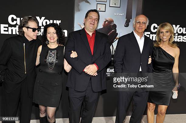Richard Lewis, Susie Essman, Jeff Garlin, Larry David and Cheryl Hines pose for a picture at the premiere of HBO's " Curb Your Enthusiasm" season 7...