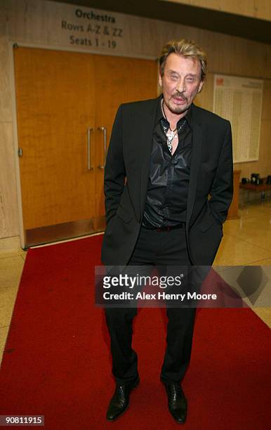 French singer/actor Johnny Hallyday attends the "Vengeance" Premiere held at the Ryerson Theatre during the 2009 Toronto International Film Festival...