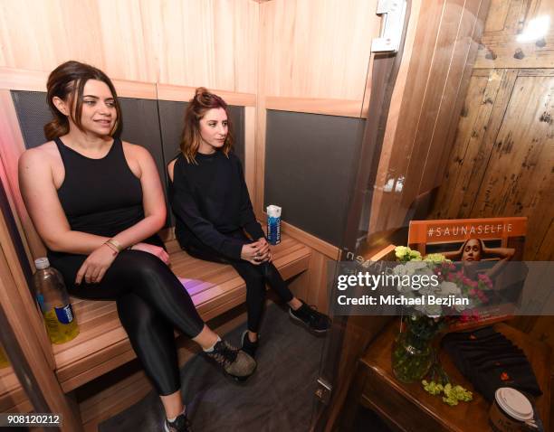 View of the gusts enjoying the sauna during WanderLuxxe House presents Daily Fitness with Trammell Logan and AVEENO on January 20, 2018 in Park City,...