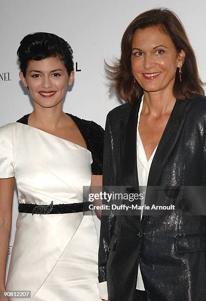 Actress Audrey Tautou and Director Anne Fontaine attend the "Coco Before Chanel" New York Premiere at the Paris Theatre on September 15, 2009 in New...