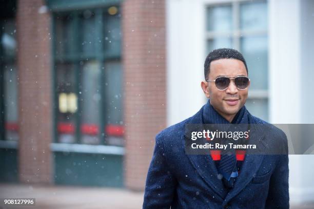 Musician John Legend walks in Park City on January 20, 2018 in Park City, Utah.