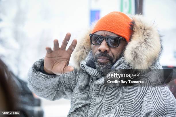 Actor and film director Idris Elba walks in Park City on January 20, 2018 in Park City, Utah.