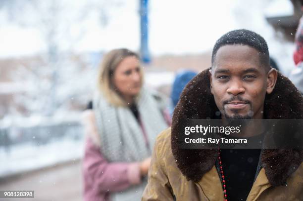 Actor Aml Ameen walks in Park City on January 20, 2018 in Park City, Utah.